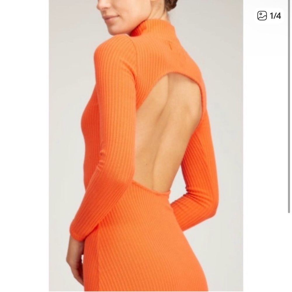 Mara Hoffman Melanie Knit Red/Orange Mock Neck Backless Dress